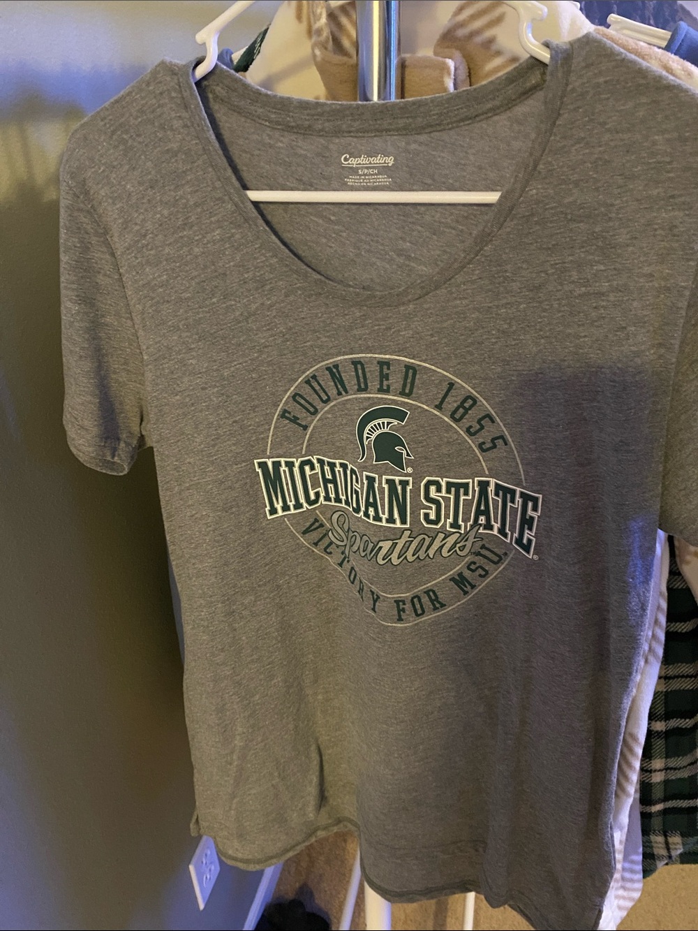 Michigan State Spartans Women's Gray Graphic Tee
